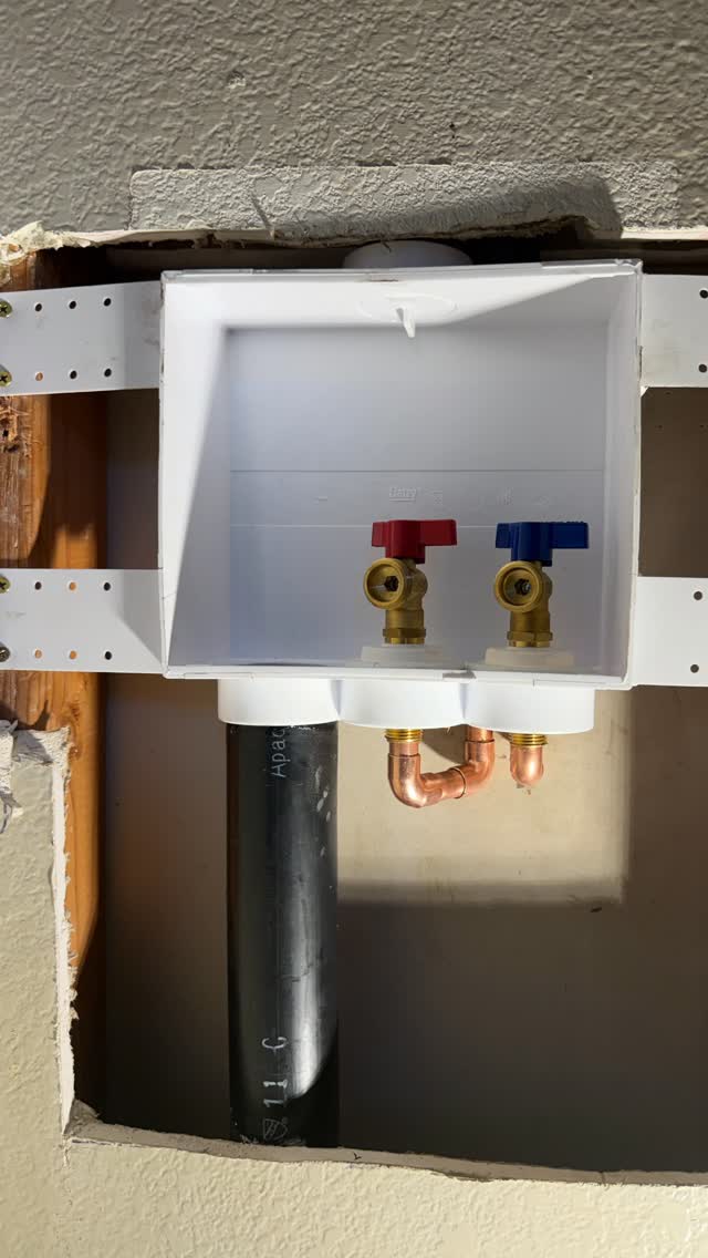New laundry outlet box installed in an opened wall